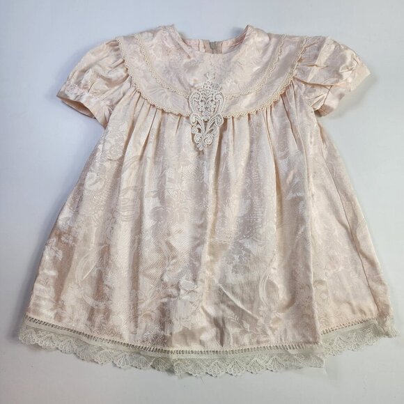 Vintage Jessica McClintock Gunne Sax Girls 24 month Lace Trim Dress Floral - Picture 1 of 11